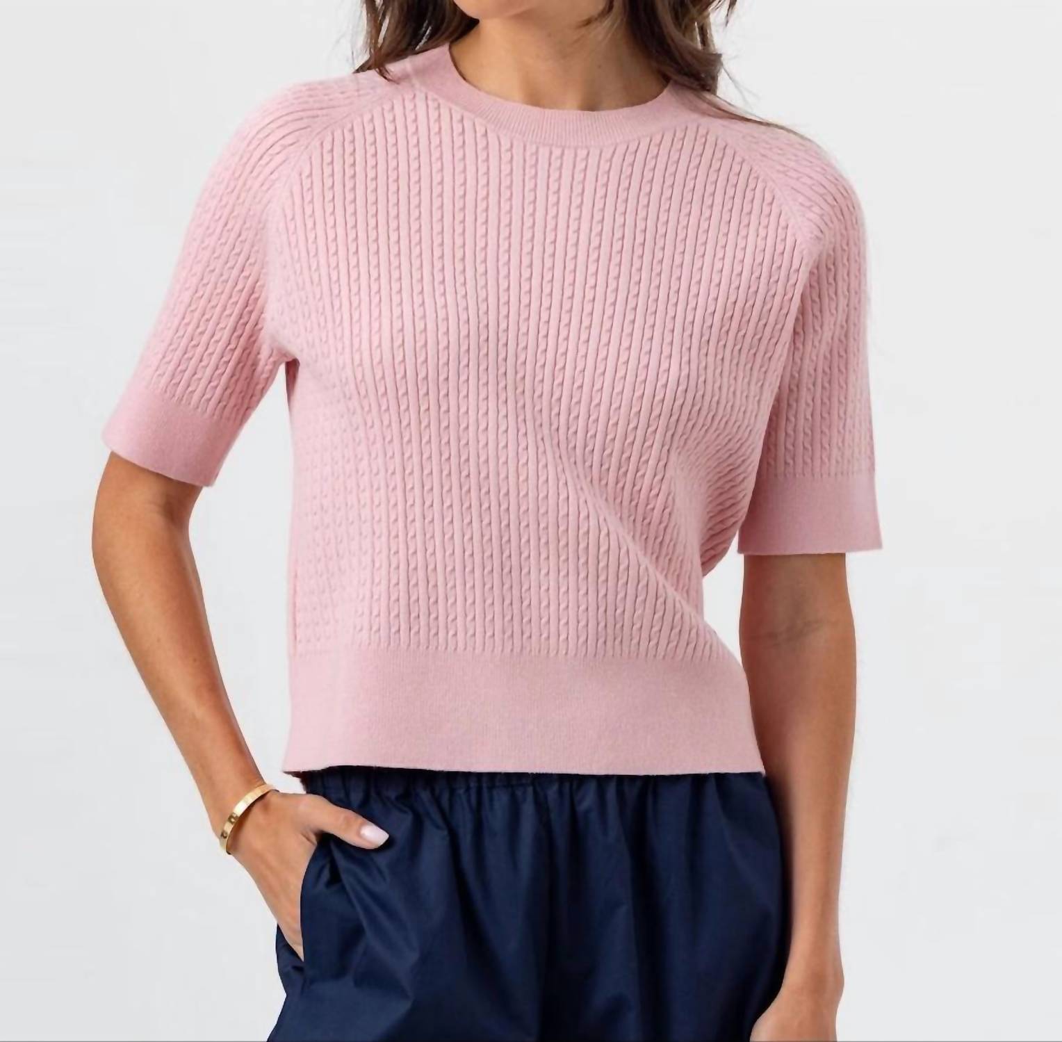 sundays Kendra Short Sleeve Sweater in petal - women's sweater