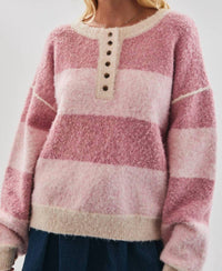 Le Lis - Long Sleeve Knit Henley Sweater Top