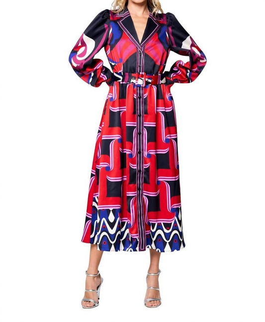Ciebon - Jessenia Engineered Swirl Shirt Dress