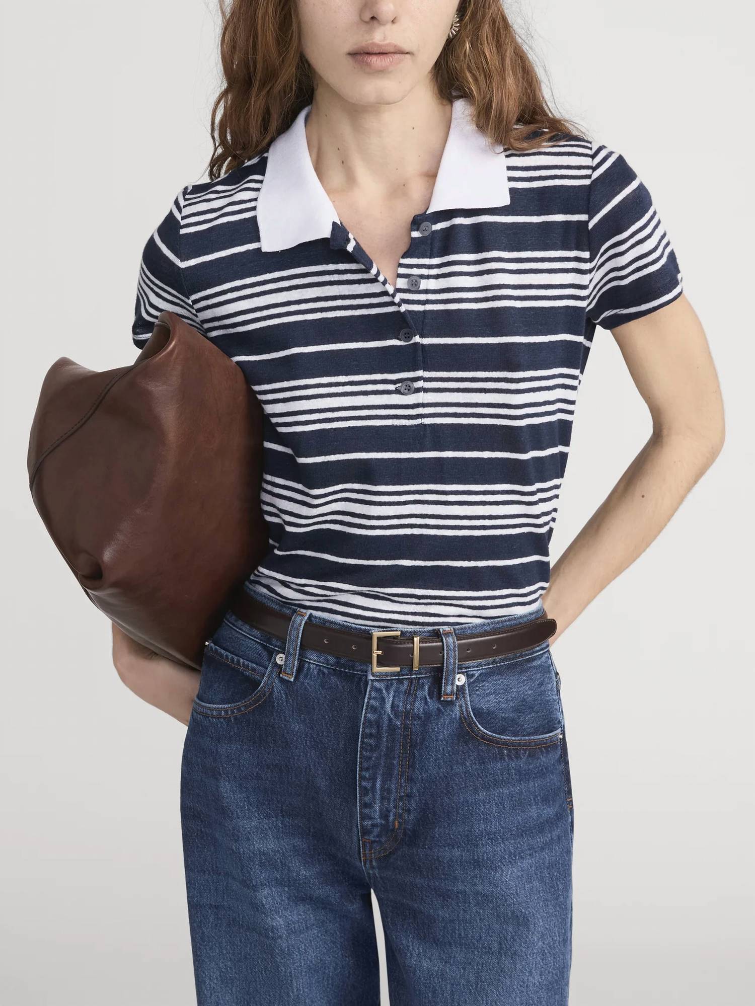 Frame - The Short Sleeve Striped Polo
