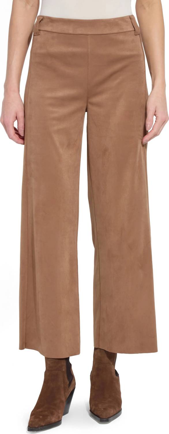 Lysse Vionette Faux Suede Wide Leg Pants in lux camel - women's pants