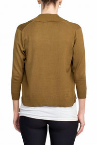 Esperanza - Open Front 3/4 Sleeve Cropped Cardigan