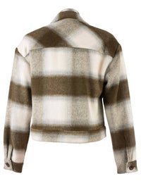 KUT FROM THE KLOTH Women's Luciana Crop Jacket With Drop Shoulder in olive - women's jacket - detail view