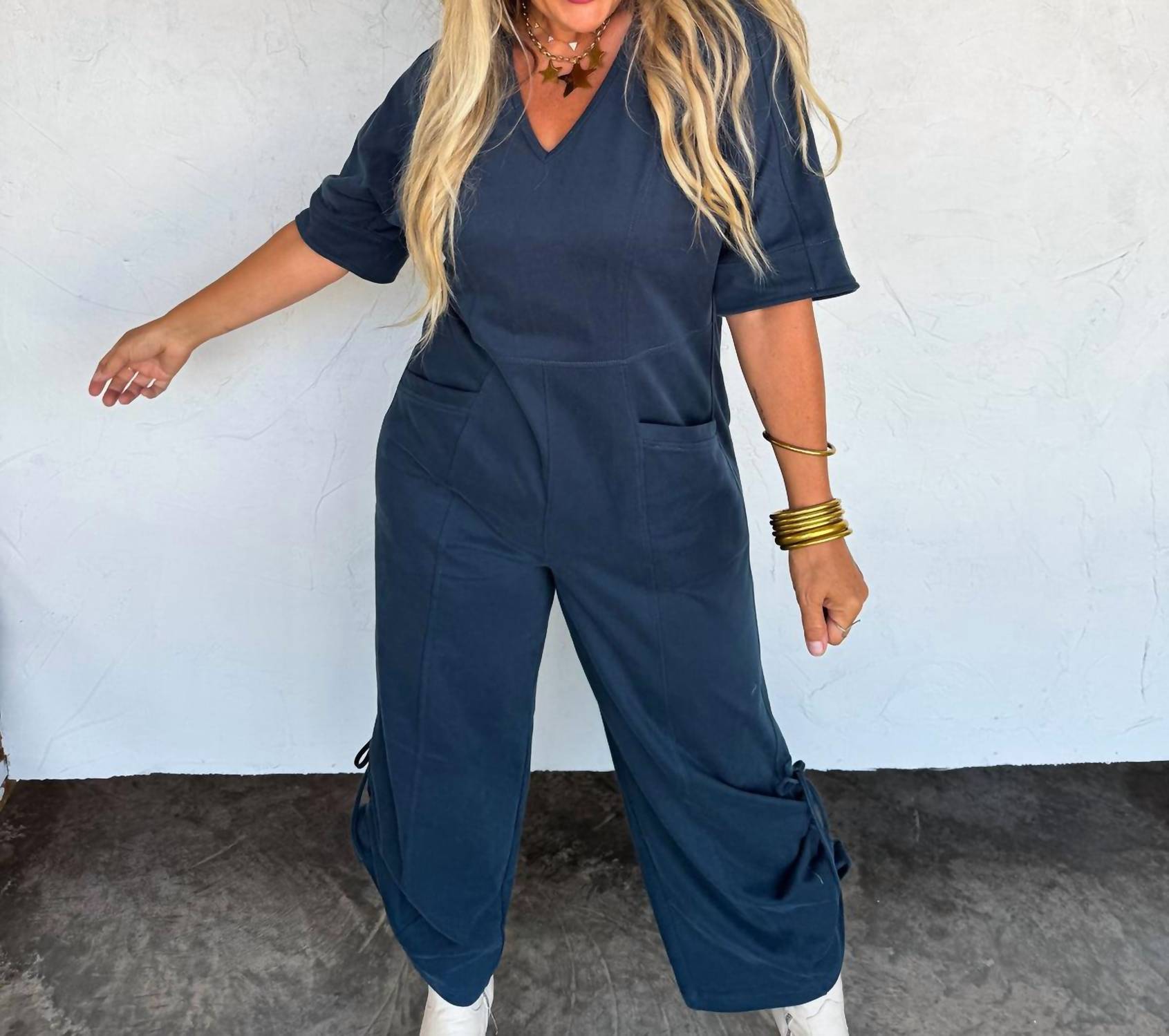BLAKELEY Cam Luxe Loung Jumpsuit in navy - women's pants