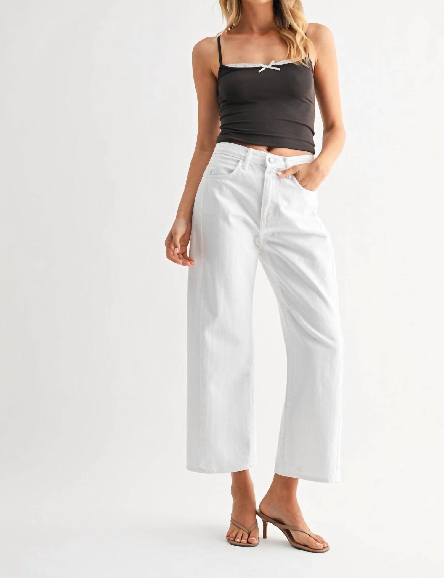 JUST BLACK DENIM Slim Barrel Jean in white - women's jeans - view 4