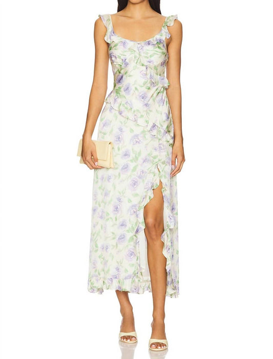 Astr - Rosalina Satin Floral Midi Dress