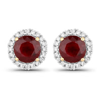 Diana M Jewels Women's Round Natural Ruby Stud Earrings (2.14 Ct) - Classic Plus in 14k yellow gold - women's jewelry