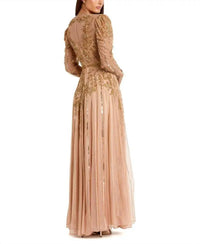 Mac Duggal - Illusion Puff Sleeve Gown