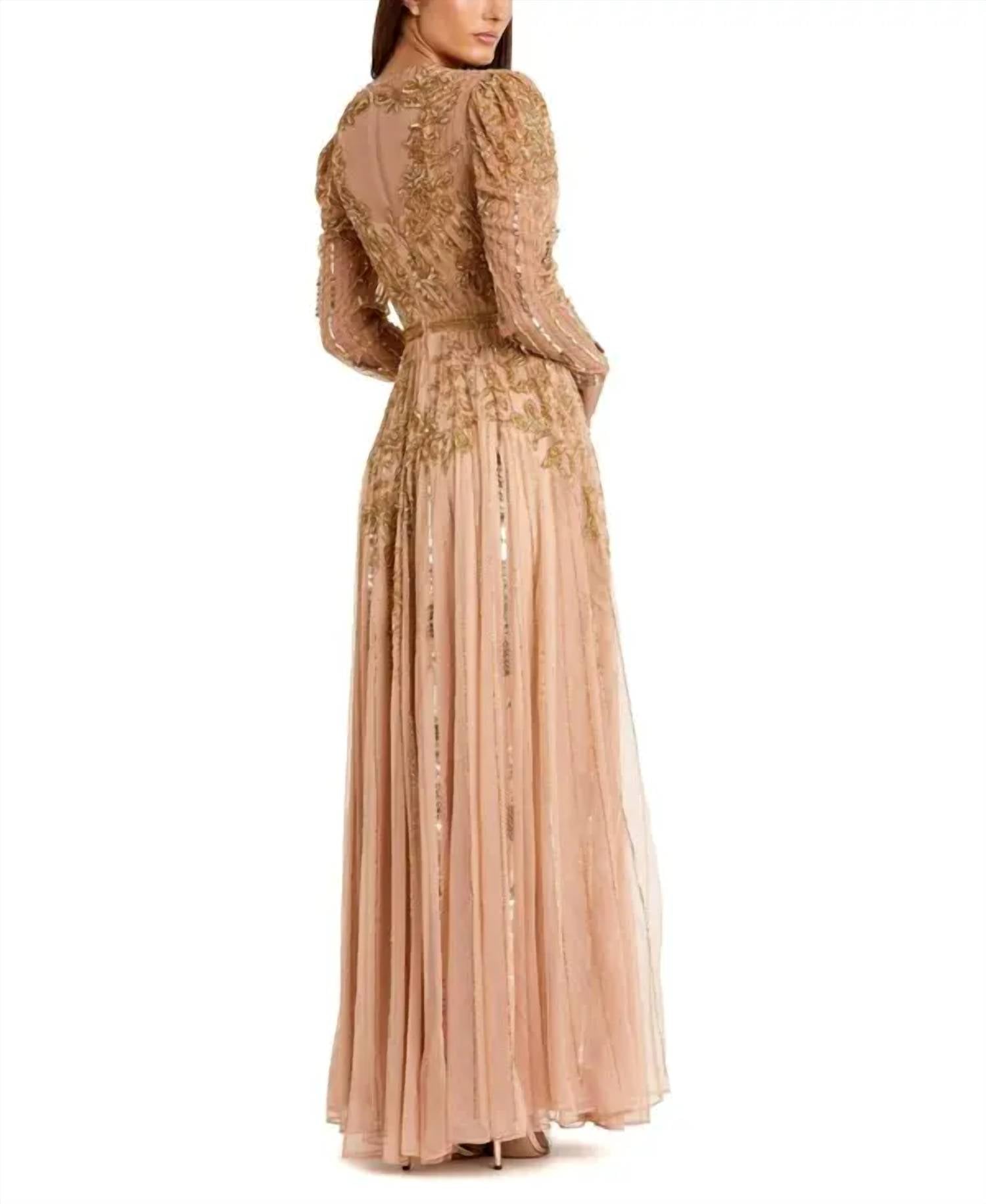 Mac Duggal - Illusion Puff Sleeve Gown