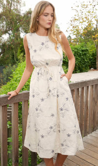 Greylin - Camden Embroidered Sleeveless Dress With Back Cut Out