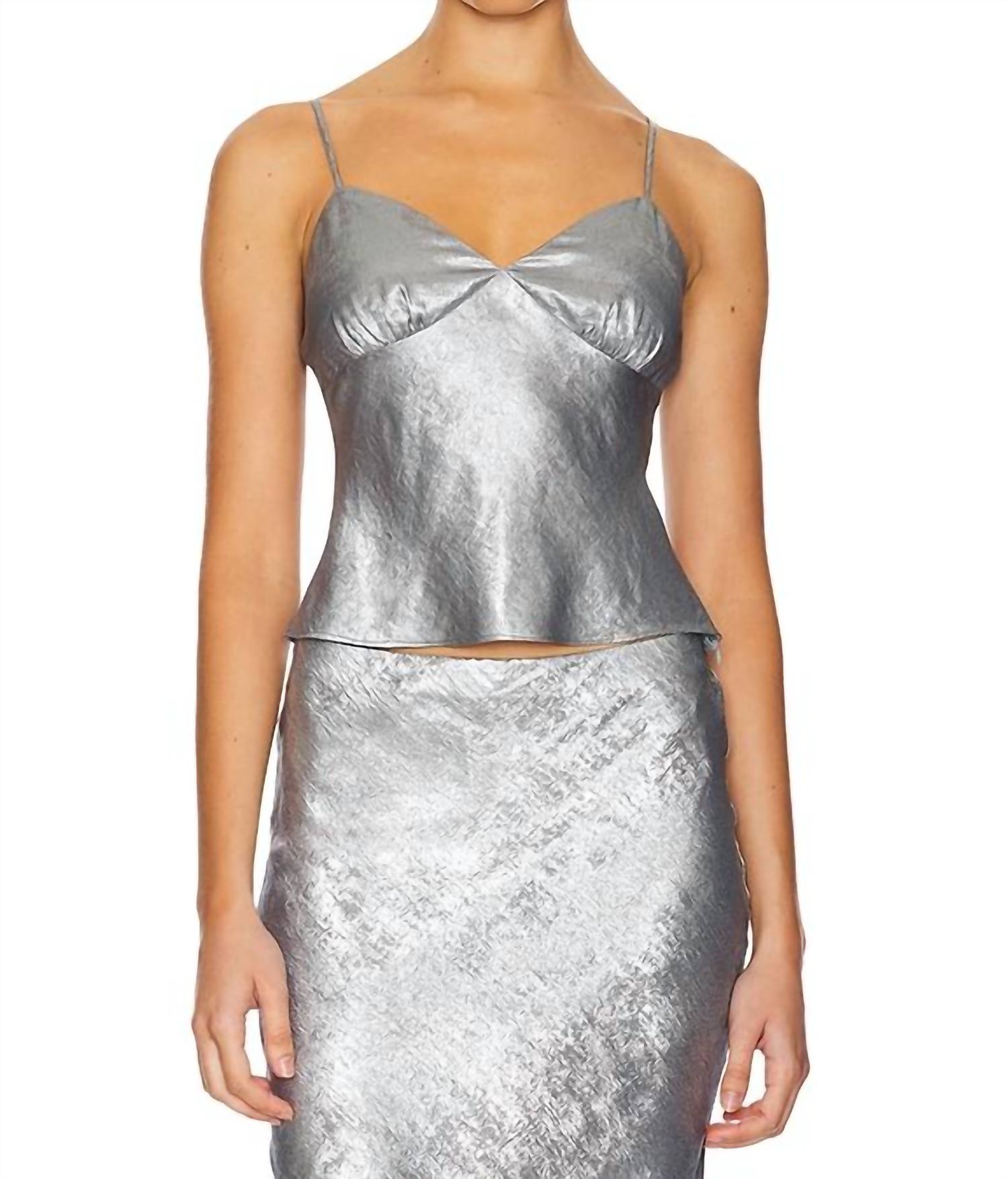 Nia - Chrome Metallic Moss Cami Top