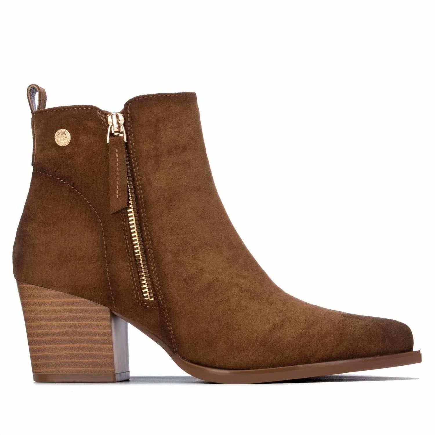 Xti - Women's Block Heel Suede Ankle Booties