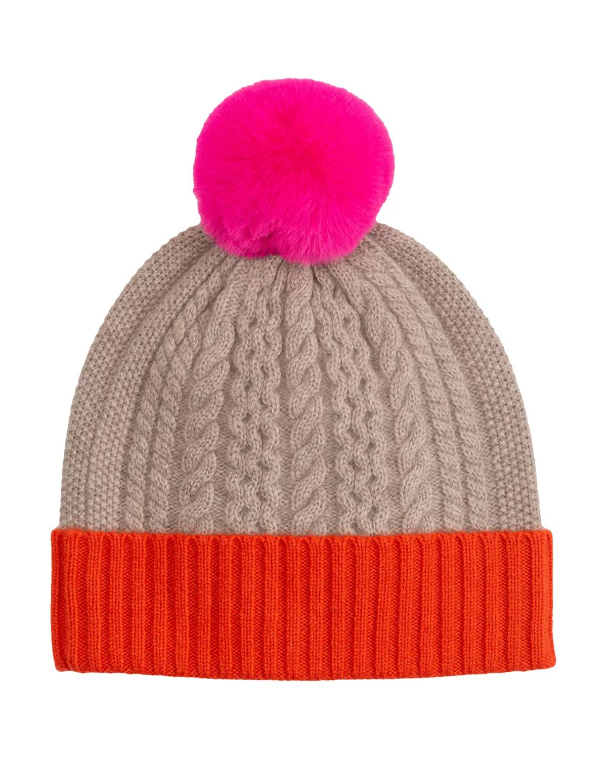 Echo - Color Block Cable Knit Wool & Cashmere Beanie