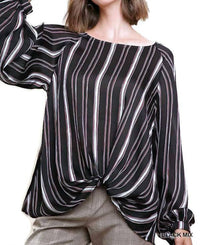 Umgee - Striped Gathered Blouse