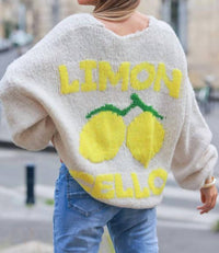 Scandal Italy Limoncello Knit Cardigan in ivory - women's cardigan - detail view