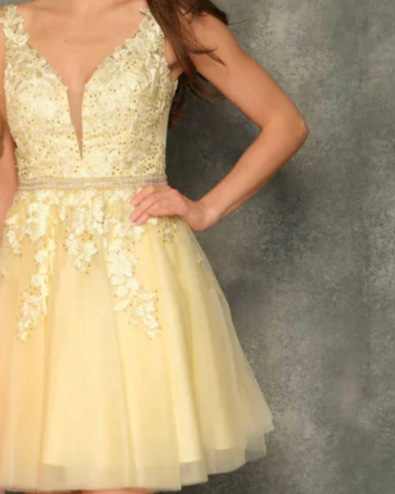 Dave & Johnny - Embroidered Tulle Dress With Rhinestone Belt