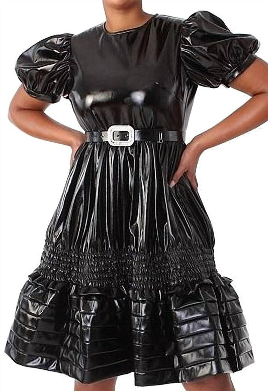 For Her Nyc - High Gloss Vegan Leather Mini Dress