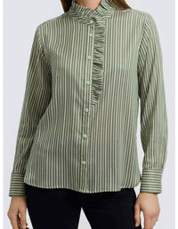 Jade - Stripe Ruffle Button Down Blouse