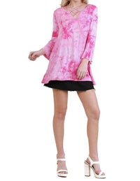 Umgee - Crossed Tie Dye Bell Sleeve Top