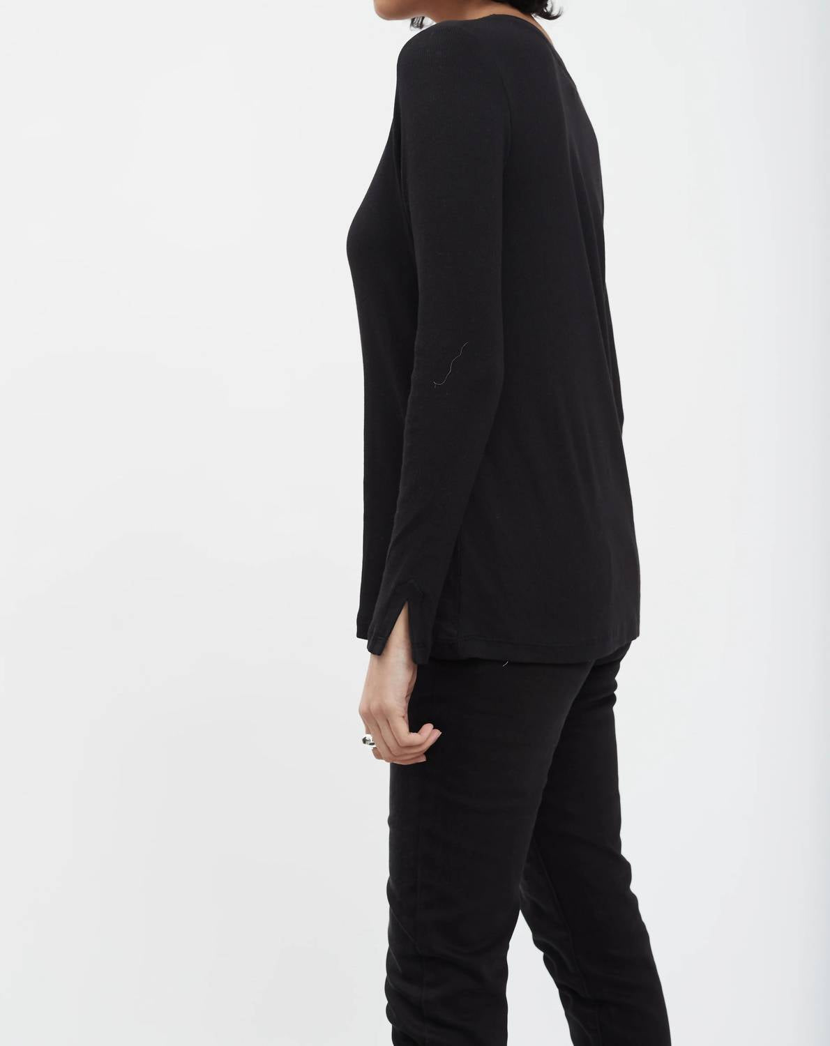 Fdj - Notched Neck Long Sleeve Tee