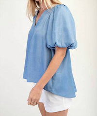 Glam - Mag V-neck Balloon Sleeve Top