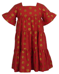 The Yellow Lamb - Girl's Game Day Tiered Dress With Footballs