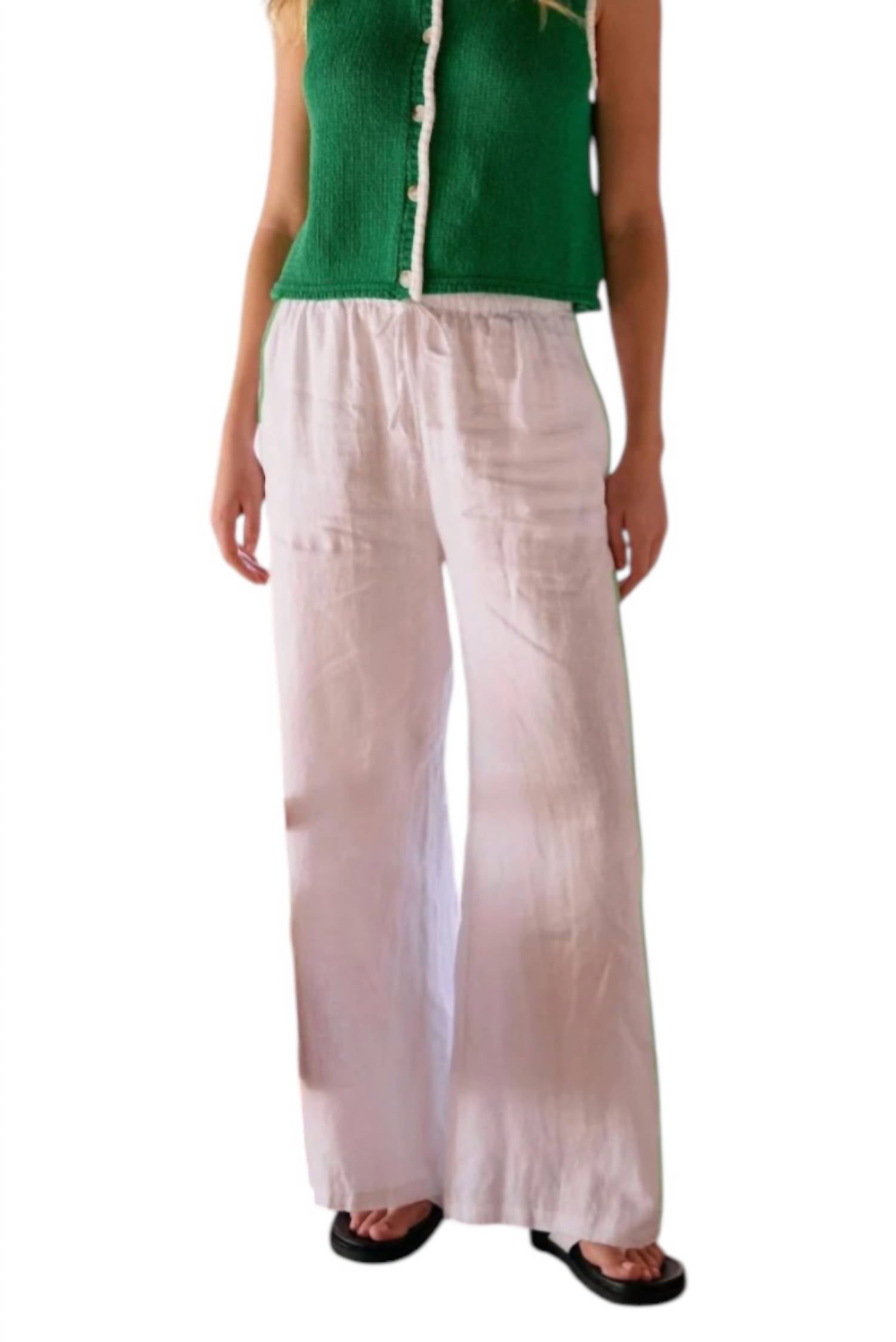 little lies Emma Side Trim Pants in white - women's pants