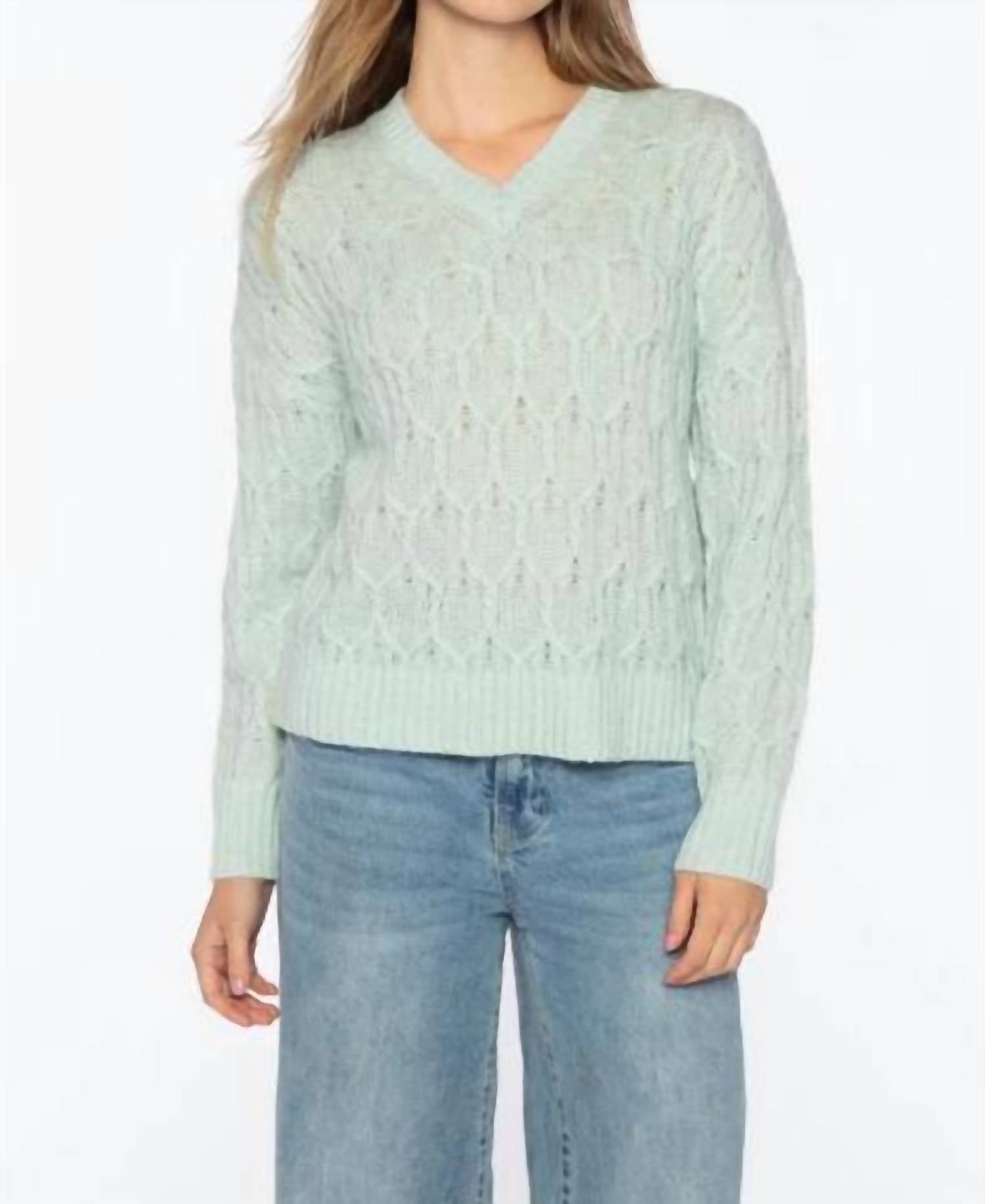 Kinross - Loft Lurex Cable Vee Sweater
