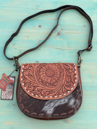 American Darling - Women's Leather Hair On Hide Crossbody Purse