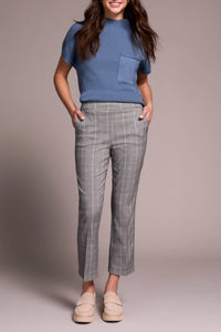 Tribal - Plaid Bengaline Stretch Pull-on Kickflare Pants