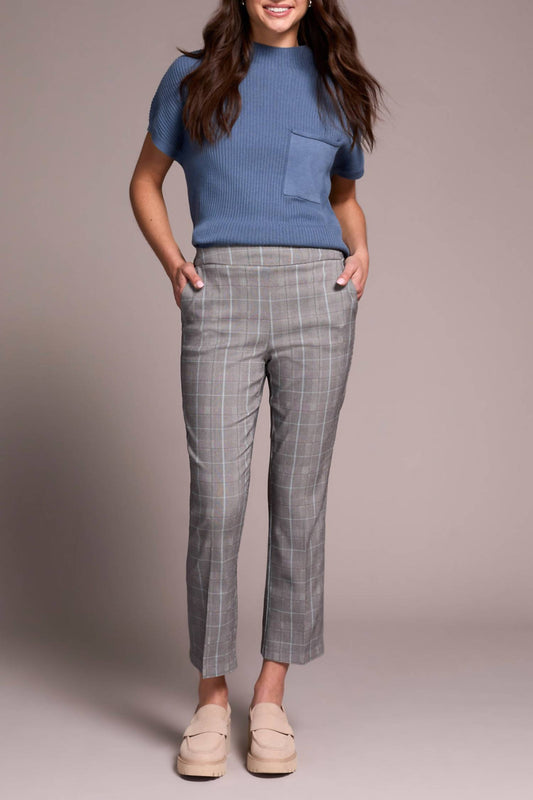 Tribal - Plaid Bengaline Stretch Pull-on Kickflare Pants