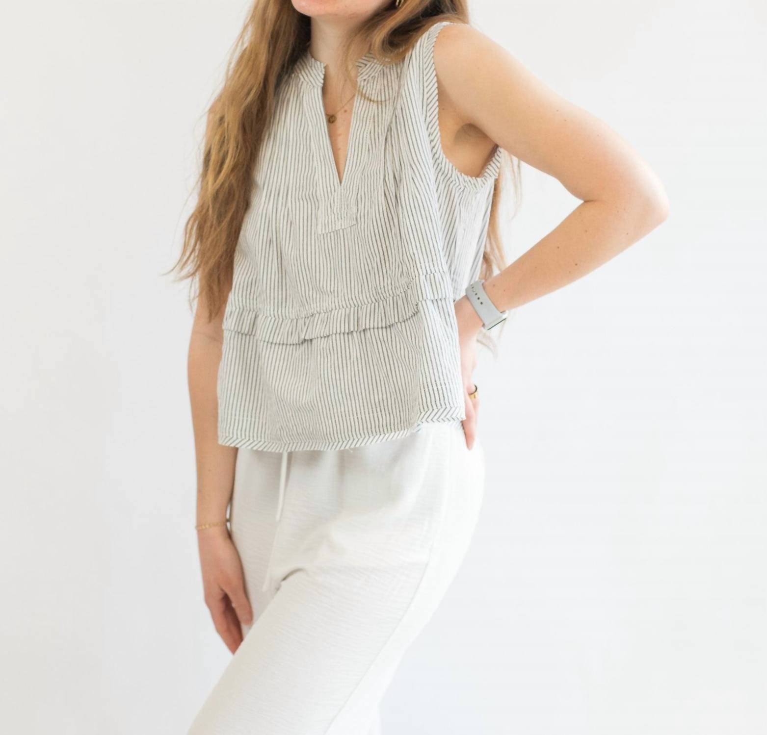 By Together - Striped Sleeveless Blouse