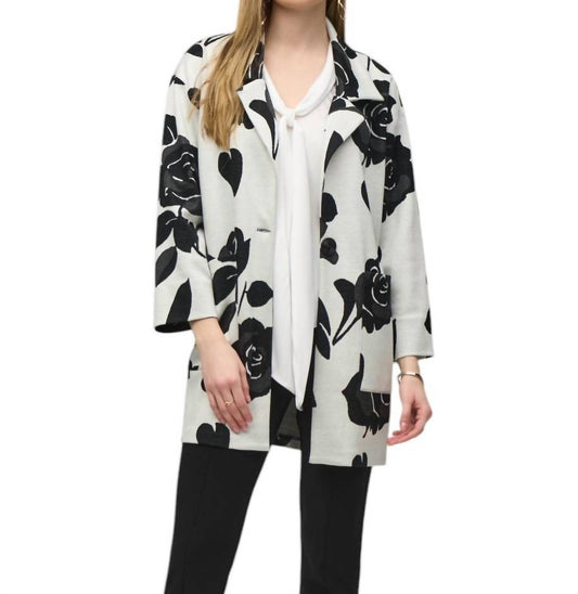 Joseph Ribkoff - JACQUARD FLORAL STRAIGHT JACKET