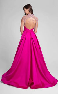Terani Couture - Jeweled Cap Sleeves Prom Dress