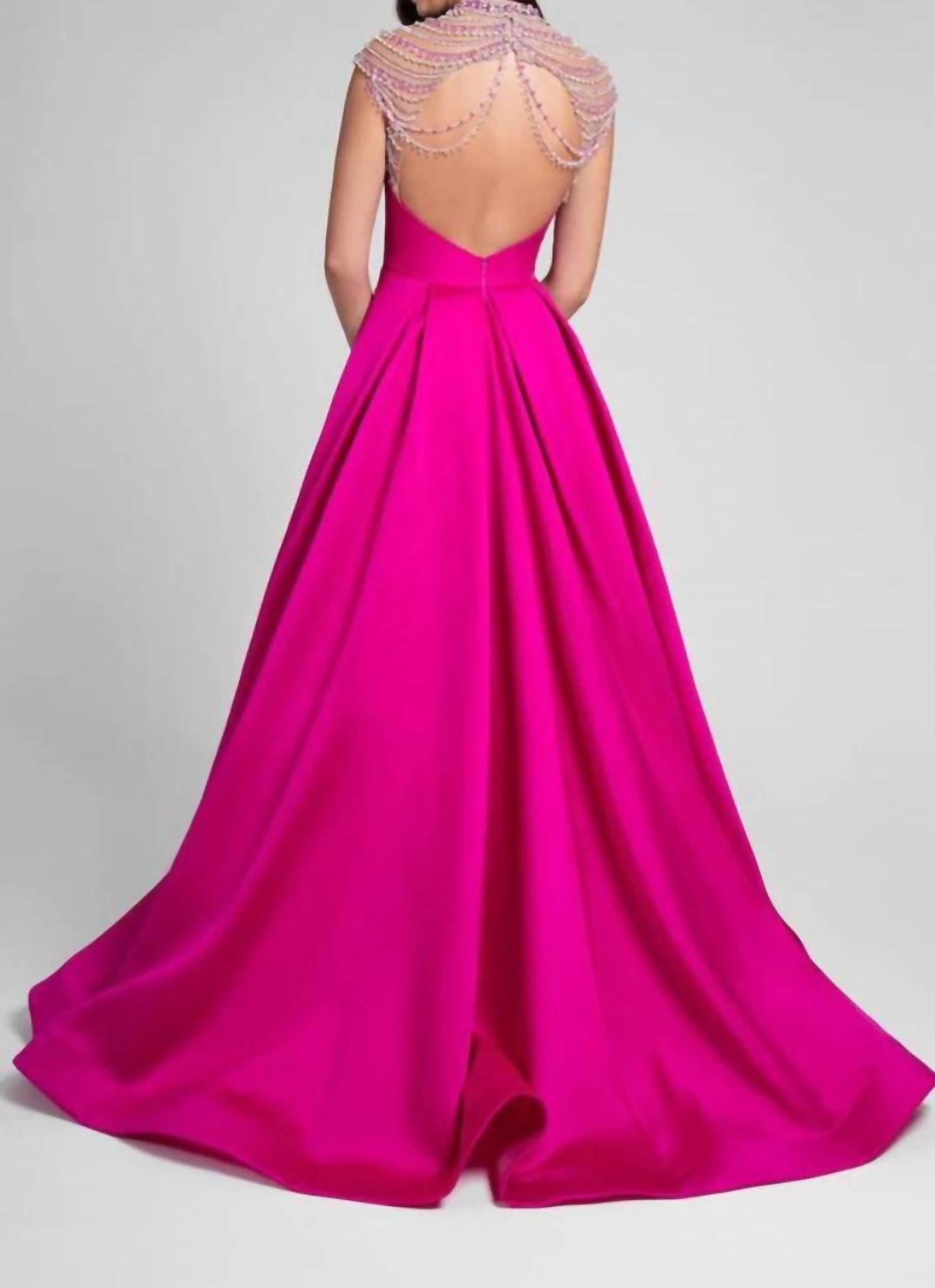 Terani Couture - Jeweled Cap Sleeves Prom Dress