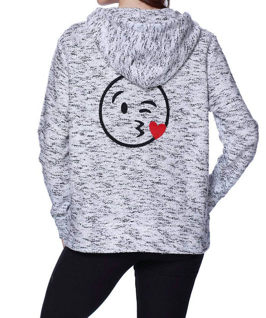 Kiss Emoji Hooded Cardigan