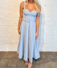 Sky to Moon Callie Checkered Dress in lightblue - women's dress