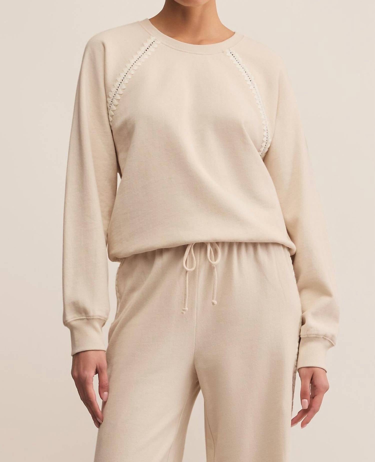Z Supply Allie All Around Sweatshirt in natural - women's top