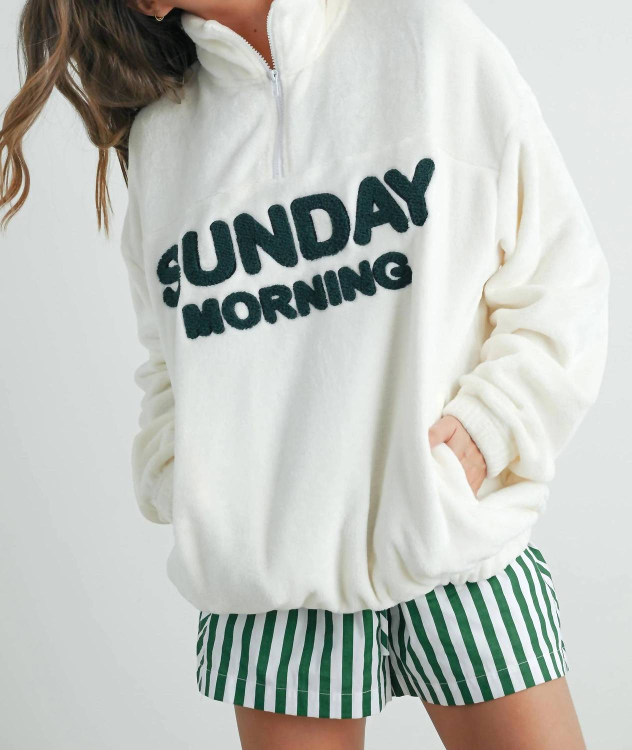 Buttermelon - Sunday Morning Half-zip Pullover Sweatshirt