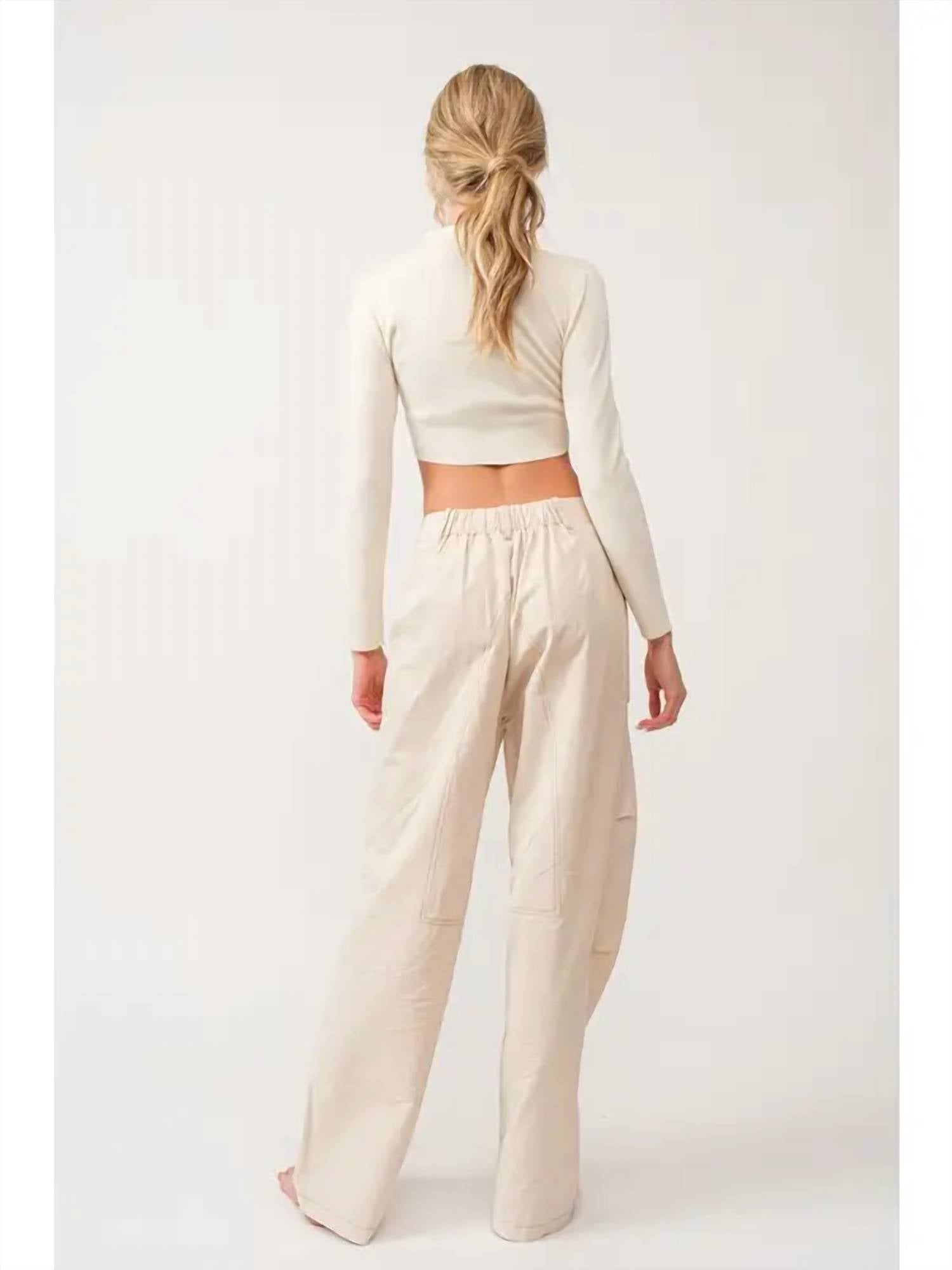 Papermoon - Remi Long Sleeve Button Slim Fit Crop Top