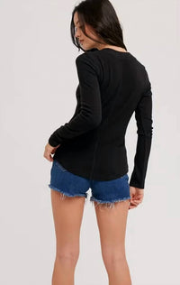 Bluivy - Ribbed Henley Knit Top