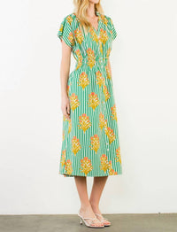 Thml - Striped Floral Midi Dress