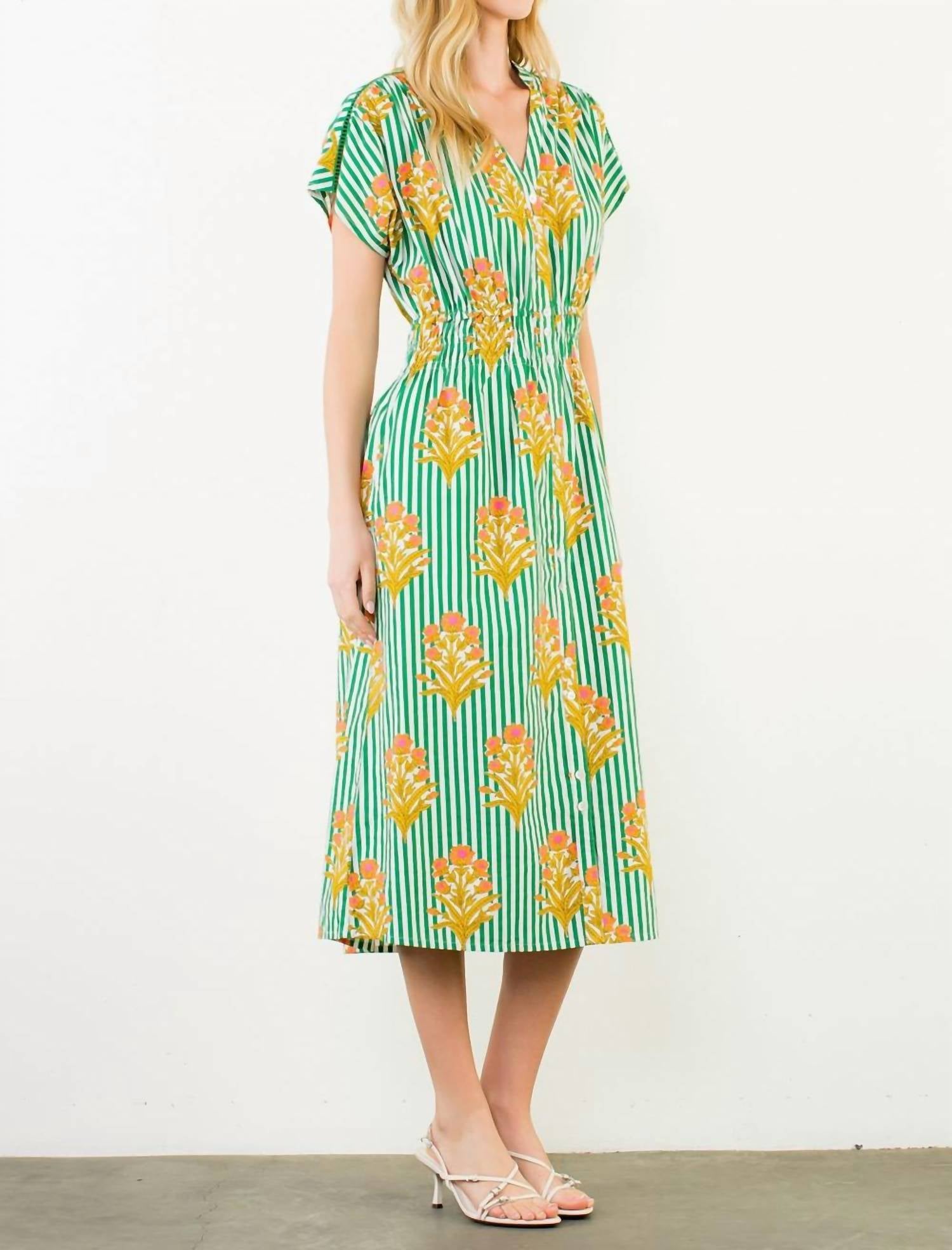 Thml - Striped Floral Midi Dress