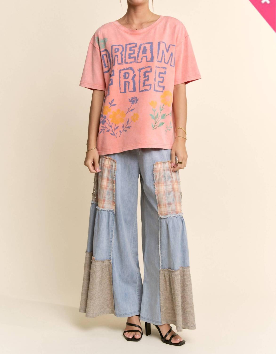 Davi & Dani - Lace Blocked Wide Leg Pants