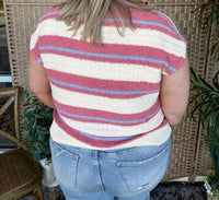 Peach Love - Island Vibes Striped Sweater Top