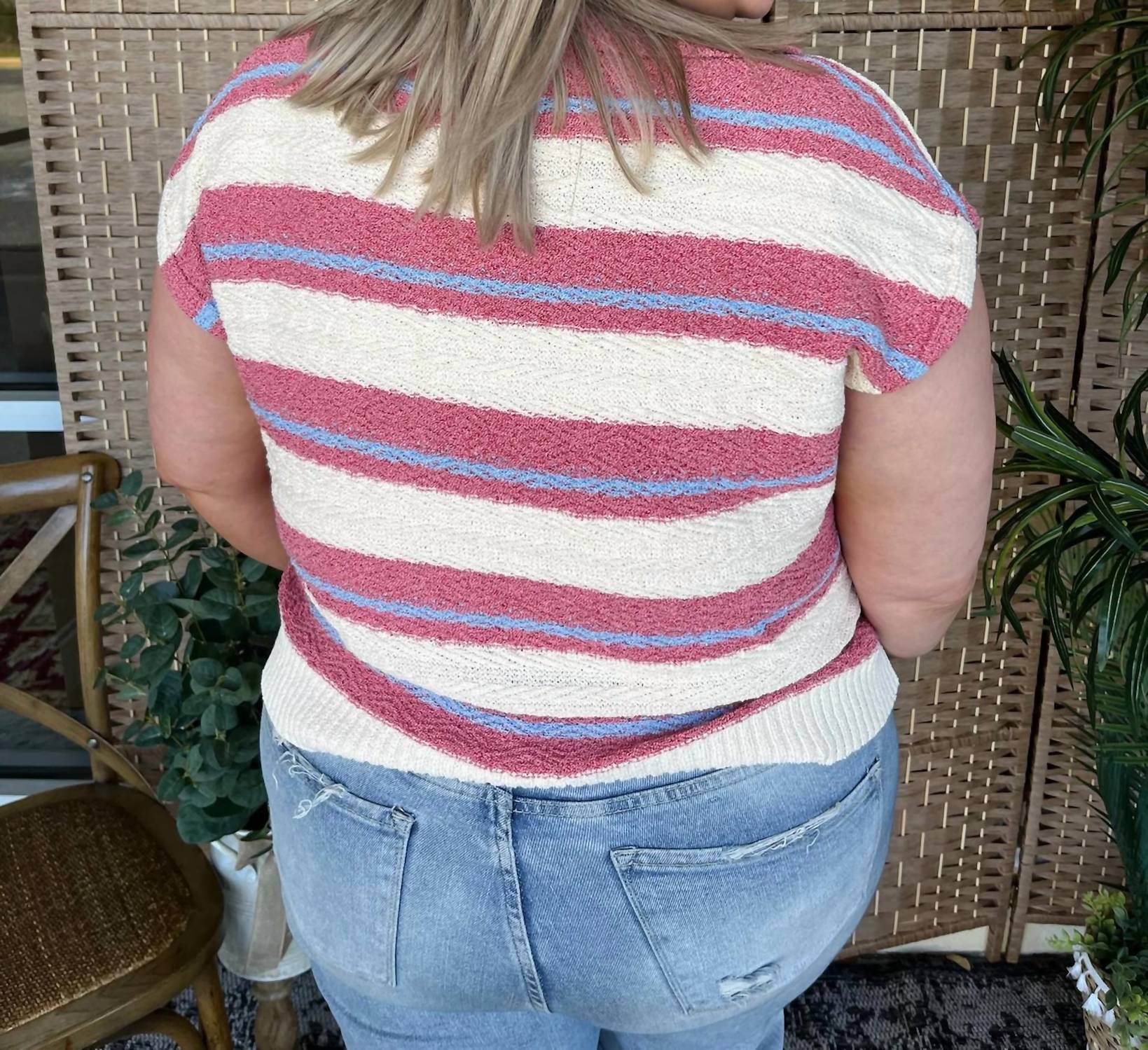 Peach Love - Island Vibes Striped Sweater Top