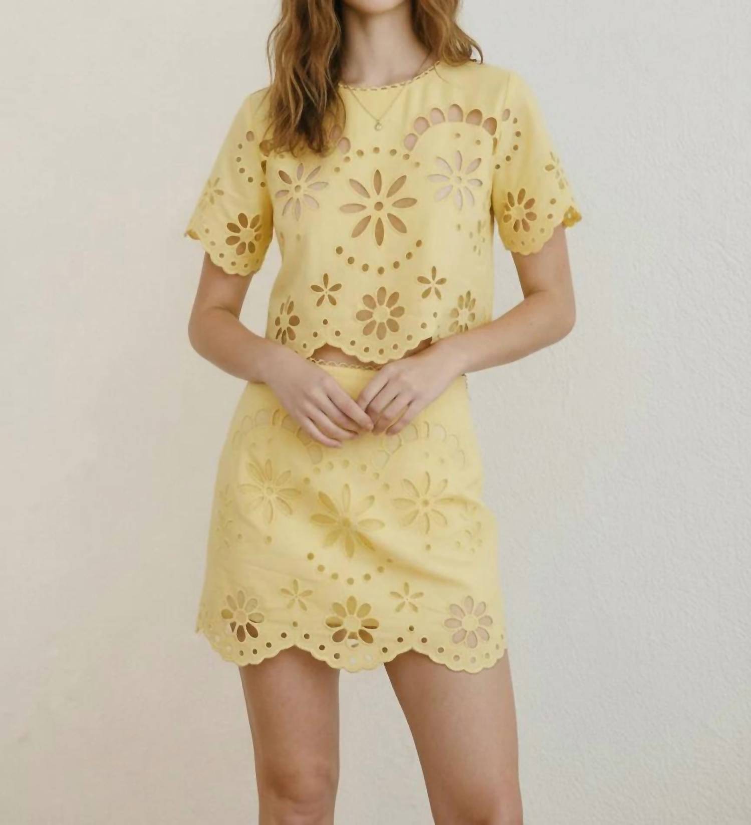 Lena - Eyelet Embroidery Mini Skirt