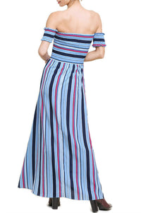 Umgee - Striped Ruffle Tulip Maxi Dress