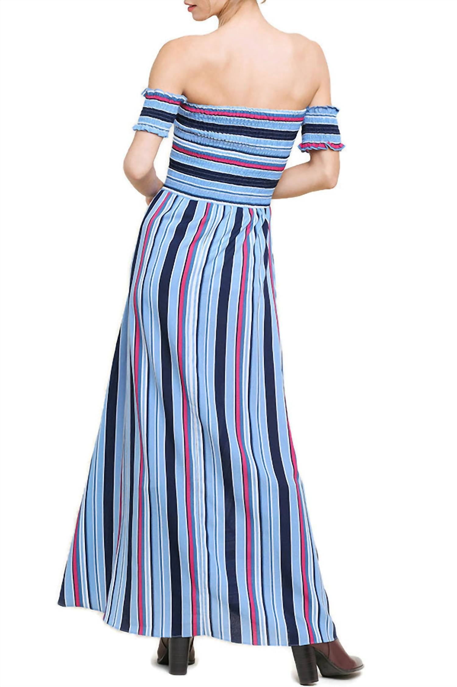 Umgee - Striped Ruffle Tulip Maxi Dress