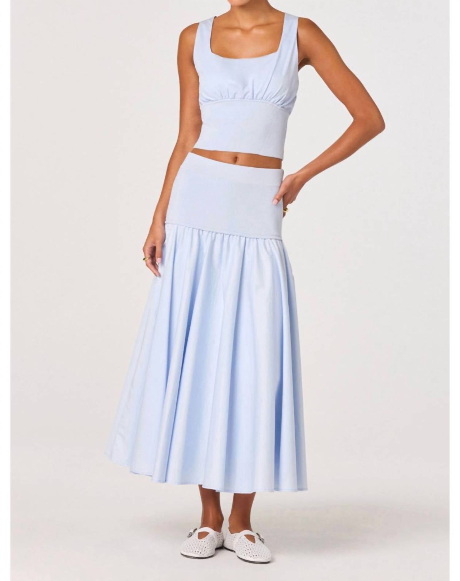 Astr - Thesan Mixed Media Drop-waist Midi Skirt